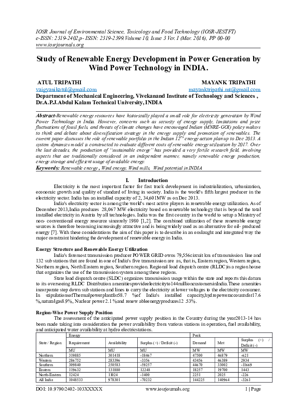 (DOC) Study of Renewable Energy Development in Power Generation by Wind ...