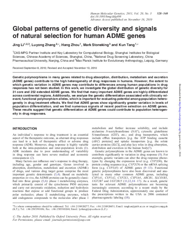 (PDF) Global patterns of genetic diversity and signals of natural ...