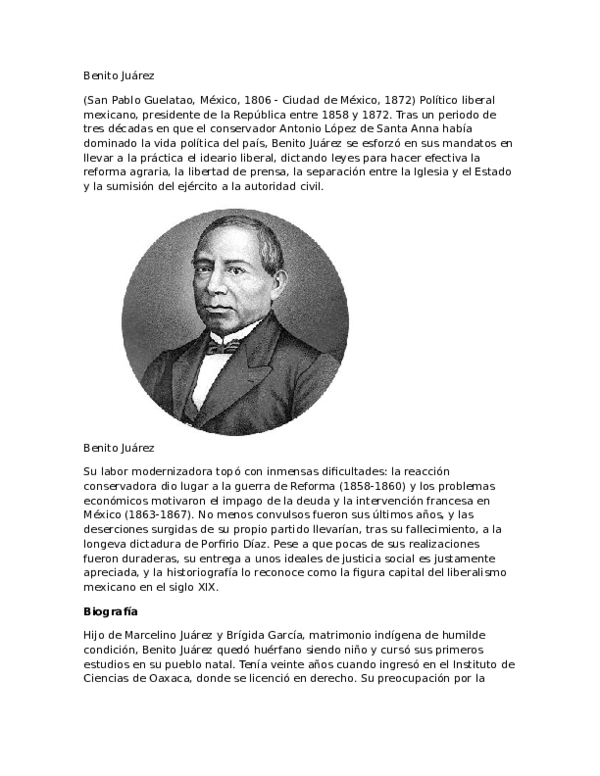 History of benito juarez image