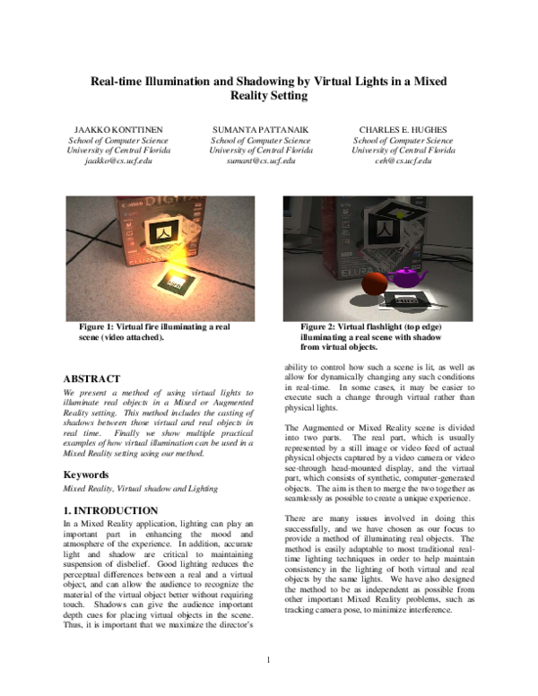 (PDF) Real-time illumination and shadowing by virtual lights in a mixed ...