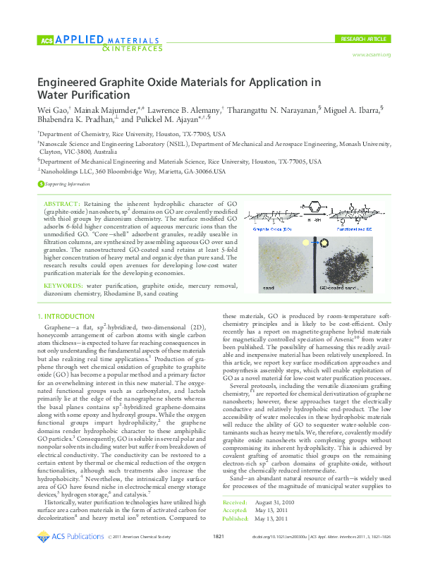 (PDF) Engineered Graphite Oxide Materials for Application in Water ...