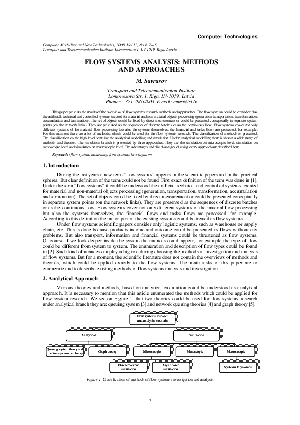 (PDF) Flow systems analysis methods and approaches Mihails Savrasovs