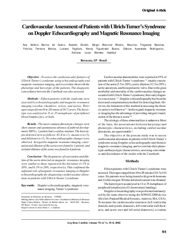 (PDF) Cardiovascular assessment of patients with UllrichTurner's