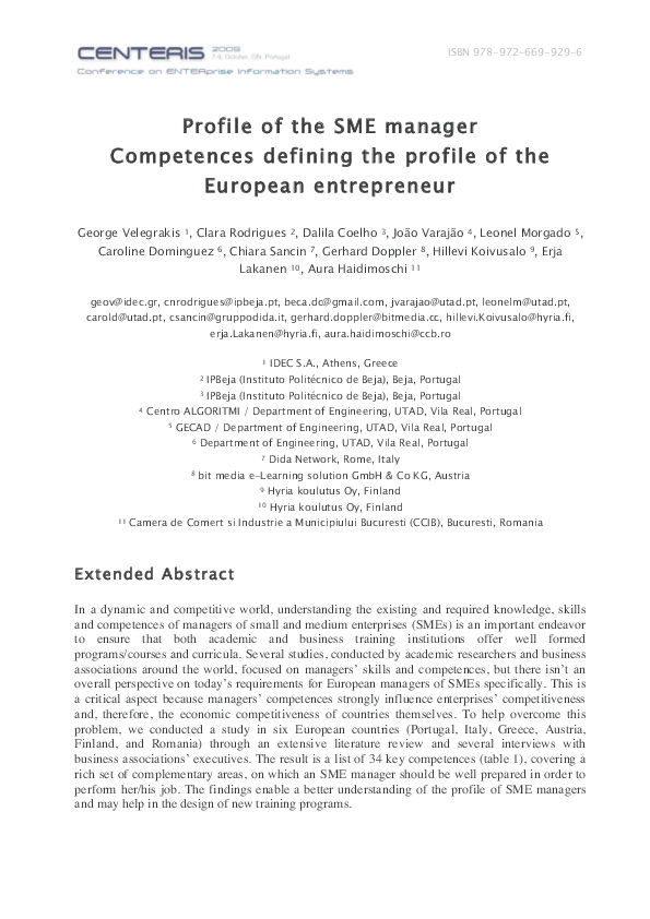 (PDF) Profile of the SME manager-Competences defining the profile of ...