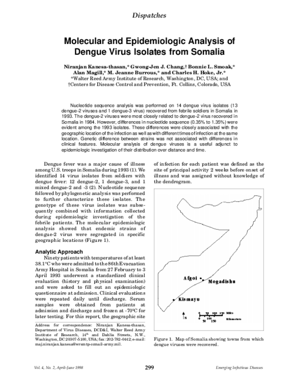 (PDF) Molecular and Epidemiologic Analysis of Dengue Virus Isolates ...
