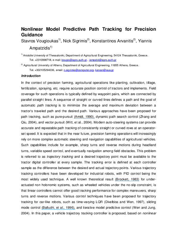 (PDF) Nonlinear Model Predictive Path Tracking for Precision Guidance