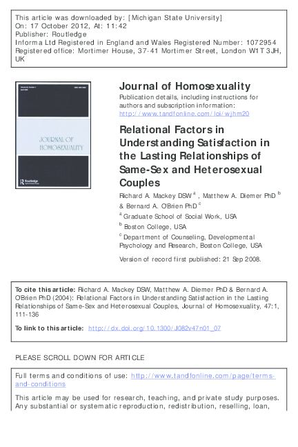 (PDF) Relational Factors in Understanding Satisfaction in the Lasting ...