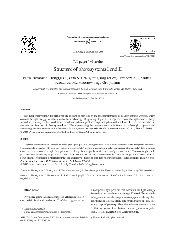 Photosystem 1 and 2 diagram picture