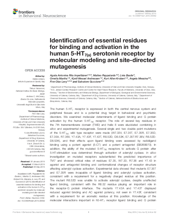 (PDF) Identification of essential residues for binding and activation ...