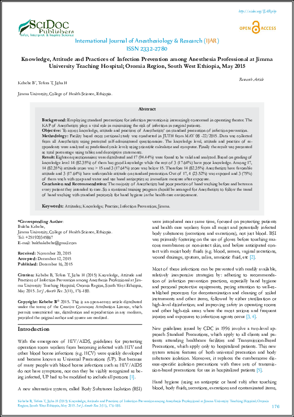 (PDF) Knowledge, Attitude and Practices of Infection Prevention among ...