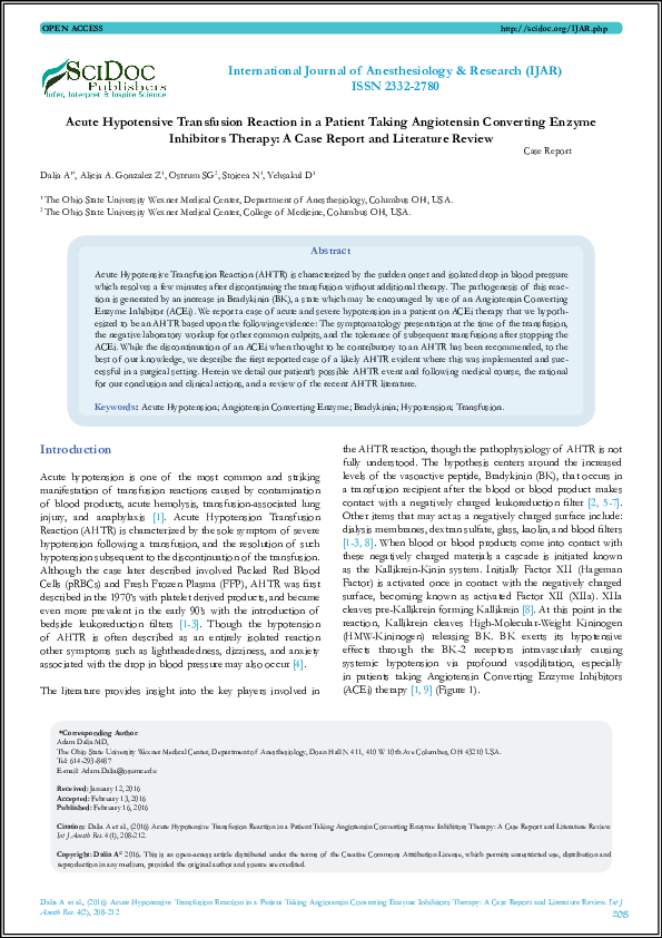 (PDF) Acute Hypotensive Transfusion Reaction in a Patient Taking