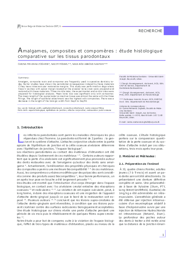 (PDF) [Amalgam, composites and compomers: a comparative histologic ...