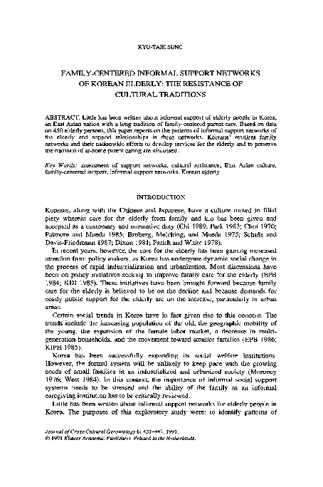 (PDF) Family-centered informal support networks of Korean elderly: The ...