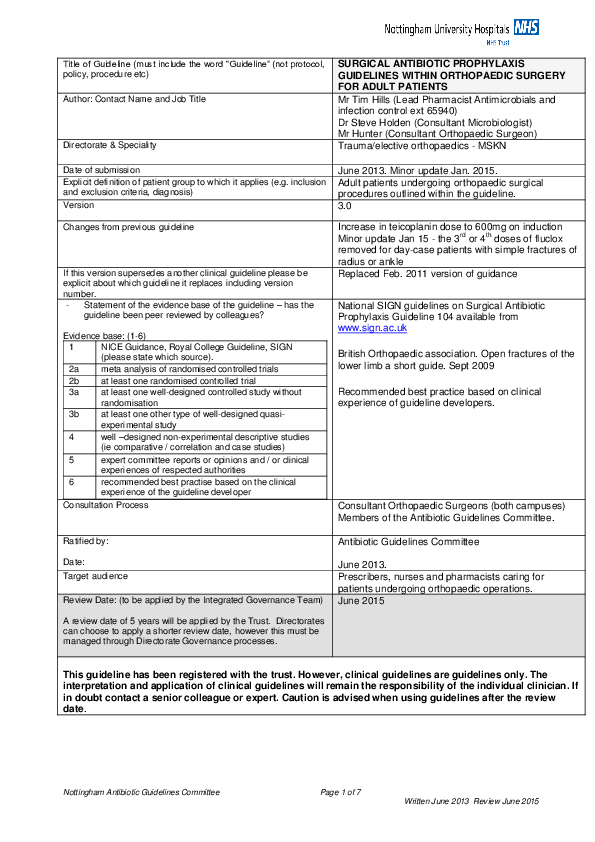 (PDF) Nottingham Antibiotic Guidelines Committee Title of Guideline (must include the word