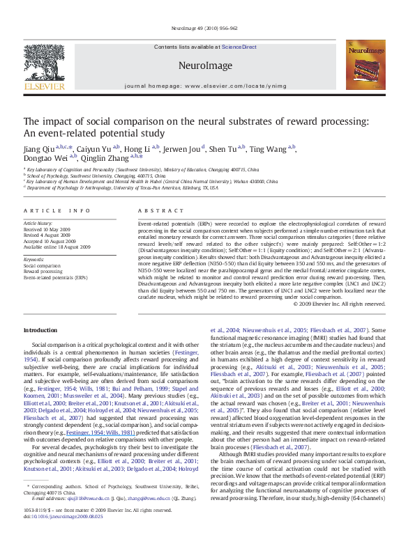(PDF) The impact of social comparison on the neural substrates of ...