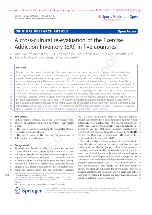 (PDF) A cross-cultural re-evaluation of the Exercise Addiction ...