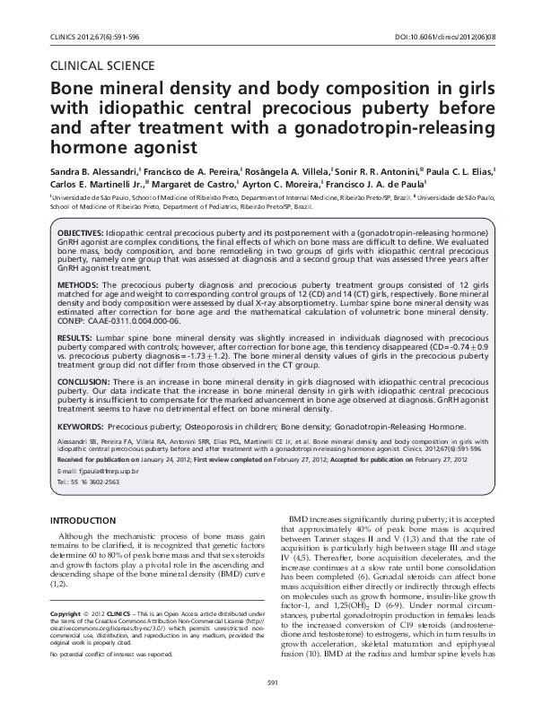 (PDF) Bone mineral density and body composition in girls with ...