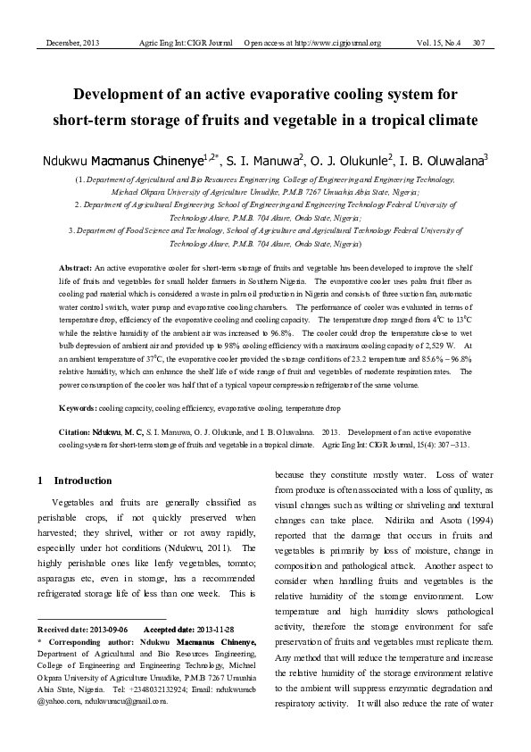 (PDF) Design and Fabrication of a Passive Evaporative Coooling System