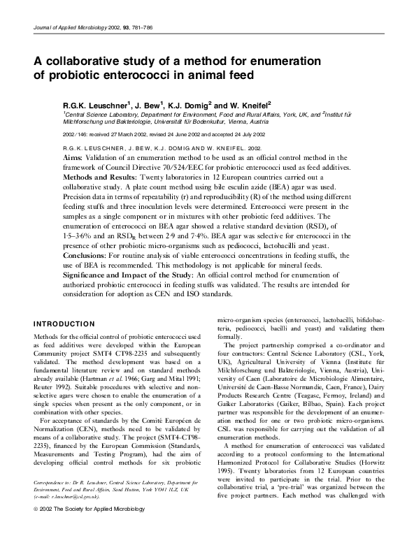 (PDF) A collaborative study of a method for enumeration of probiotic ...