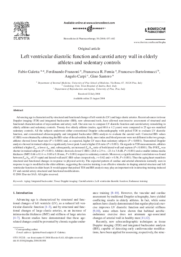 (PDF) Left ventricular diastolic function and carotid artery wall in ...