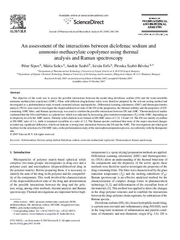 (PDF) An assessment of the interactions between diclofenac sodium and