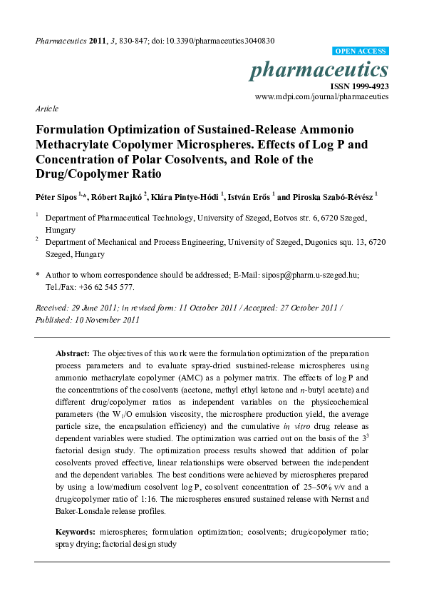 (PDF) Formulation optimization of sustainedrelease ammonio