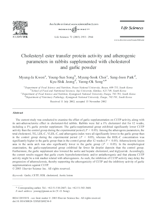 (PDF) Cholesteryl ester transfer protein activity and atherogenic ...