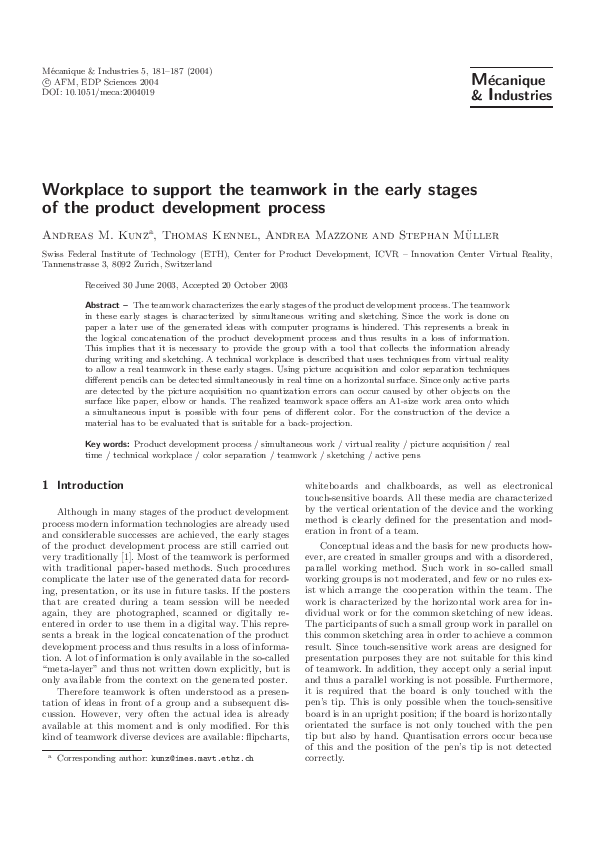(PDF) Workplace to support the teamwork in the early stages of the ...
