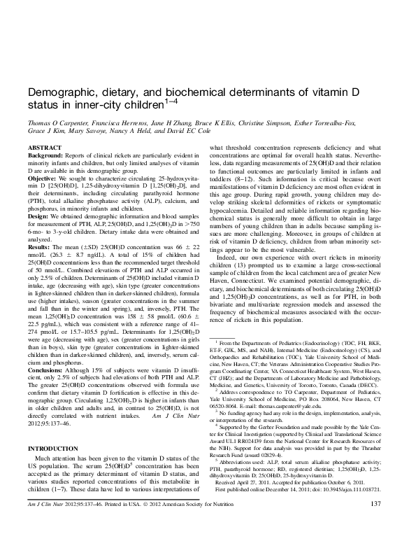 (PDF) Demographic, dietary, and biochemical determinants of vitamin D ...