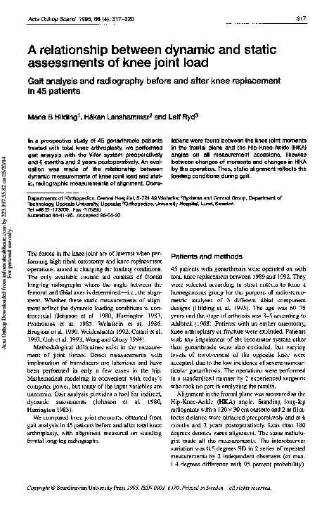 (PDF) A relationship between dynamic and static assessments of knee ...