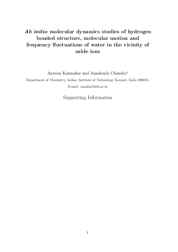 (PDF) Ab initio molecular dynamics studies of hydrogen bonded structure ...