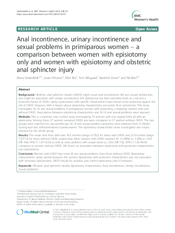 (PDF) Anal incontinence, urinary incontinence and sexual problems in ...