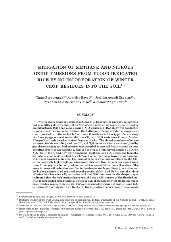 (PDF) Mitigation of methane and nitrous oxide emissions from flood ...