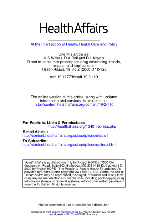 Pdf Direct To Consumer Prescription Drug Advertising Trends Impact Pdf Direct To Consumer Prescription Drug Advertising Trends Impact