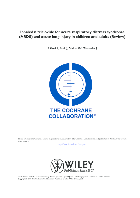 (PDF) Inhaled nitric oxide for acute respiratory distress syndrome