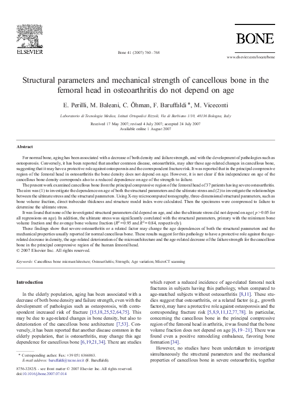 (PDF) Structural parameters and mechanical strength of cancellous bone ...