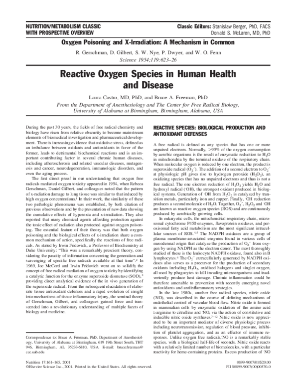 (PDF) Reactive oxygen species in human health and disease