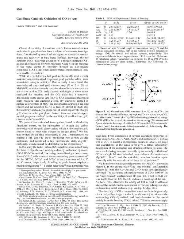 (PDF) Gas-Phase Catalytic Oxidation of CO by Au 2