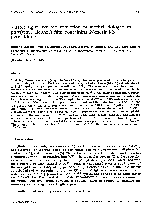(PDF) Visible light induced reduction of methyl viologen in poly(vinyl ...