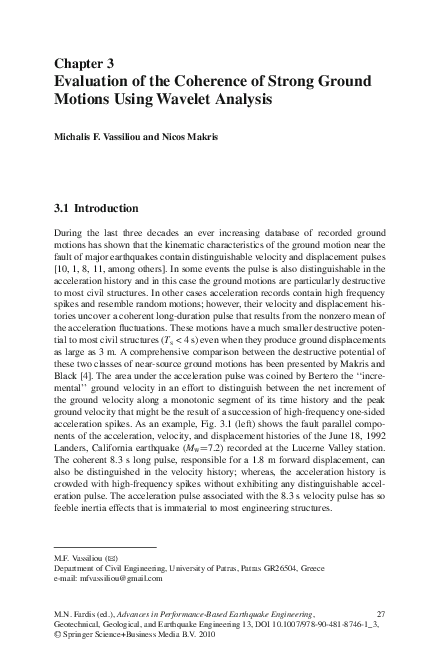 (PDF) Evaluation of the Coherence of Strong Ground Motions Using ...