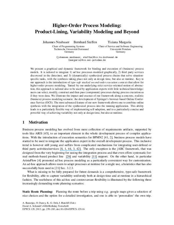 (PDF) Dynamic Framework for Higher-Order Business Process Modeling