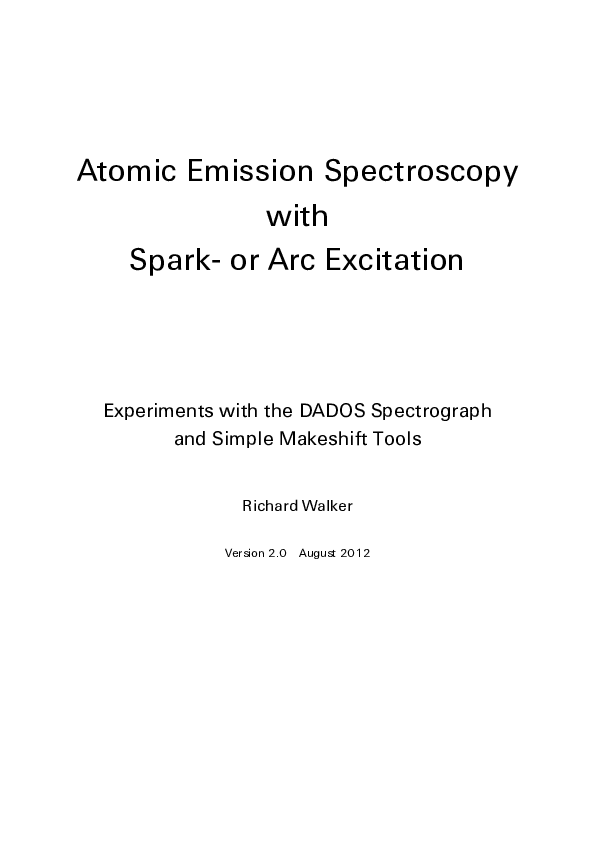 (PDF) Atomic Emission Spectroscopy with Spark or Arc Excitation 1