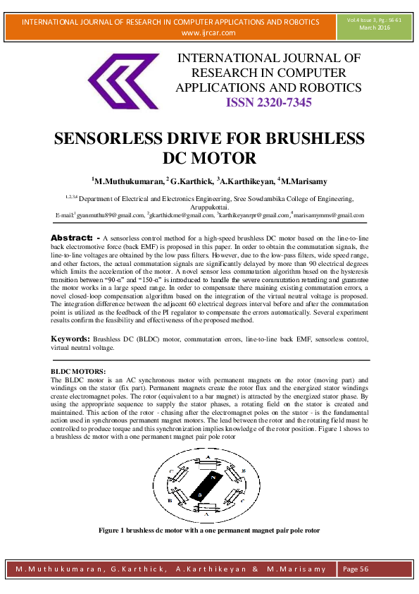 (PDF) SENSORLESS DRIVE FOR BRUSHLESS DC MOTOR