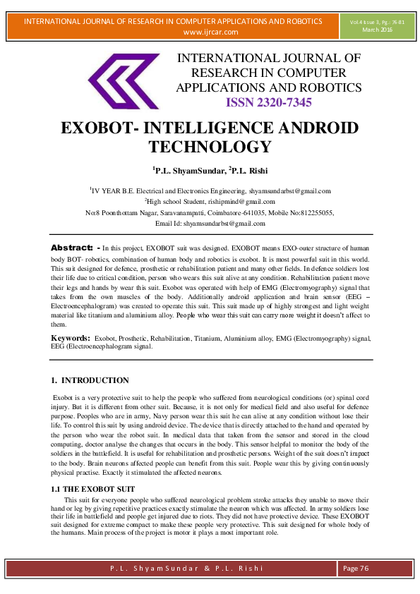 (PDF) EXOBOT- INTELLIGENCE ANDROID TECHNOLOGY