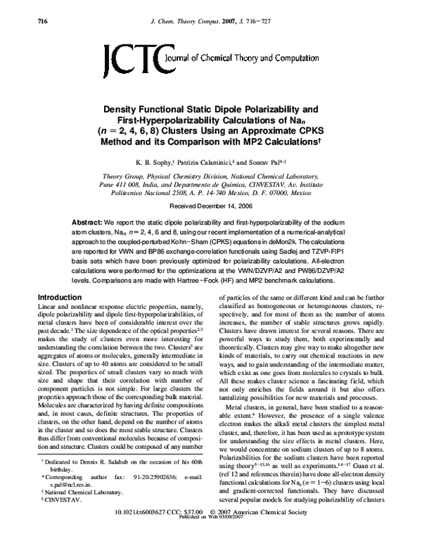 (PDF) Density Functional Static Dipole Polarizability and First ...