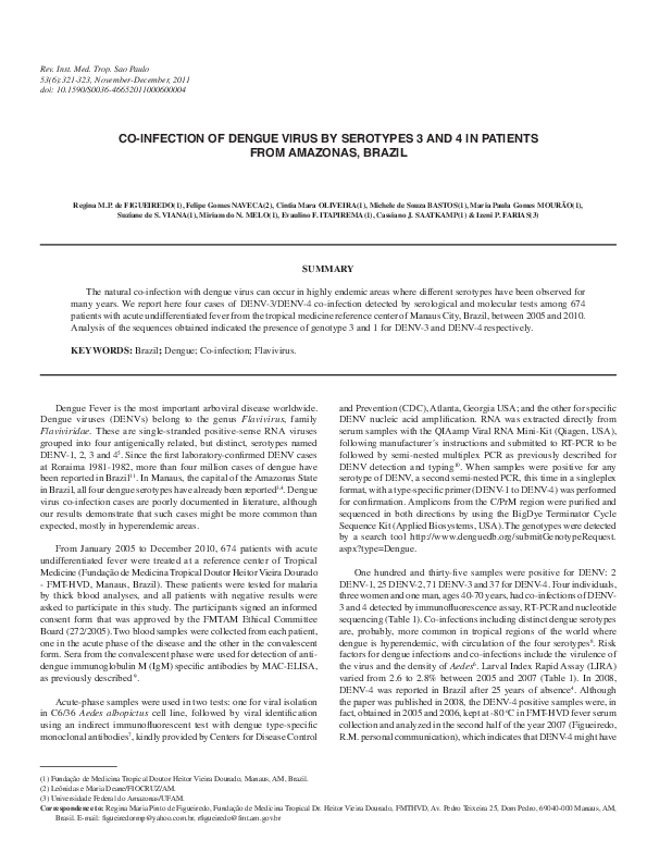 (PDF) CO-INFECTION OF DENGUE VIRUS BY SEROTYPES 3 AND 4 IN PATIENTS ...