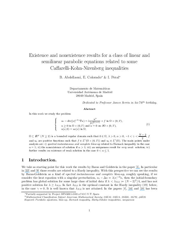 (PDF) Existence and nonexistence results for a class of parabolic ...