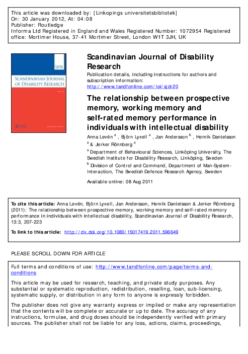 (PDF) The relationship between prospective memory, working memory and ...
