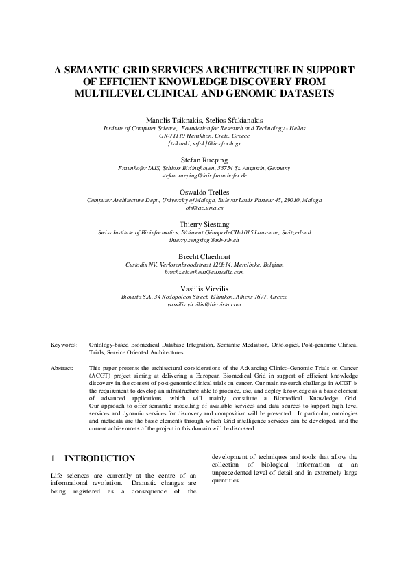 (PDF) A Semantic Grid Services Architecture in Support of Efficient ...