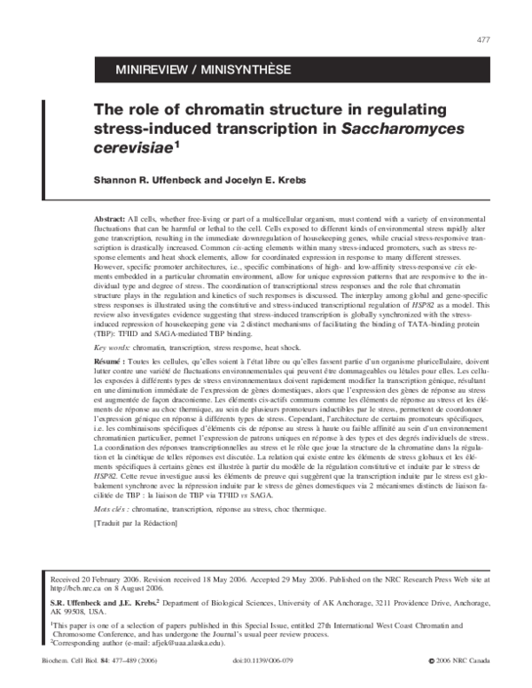 (PDF) The role of chromatin structure in regulating stress-induced ...